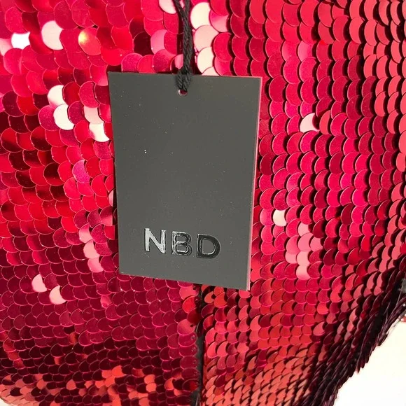 NBD Bexley Sequin Shift Dress In Raspberry Red Size XXS New - Picture 13 of 16